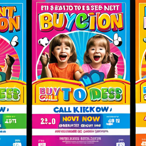 Home 21 **
A vibrant poster design showcasing a children's event. Feature bright, cheerful colors, playful fonts, and engaging graphics. Include a clear "Buy Tickets Now" call to action. The layout should be organized and easy to read, emphasizing fun and excitement.
**