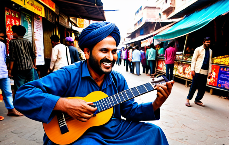 거리공연의 온라인 홍보 방법 - **Image Prompt 1: The Digital Street Performer**
A highly detailed, realistic photograph capturi...