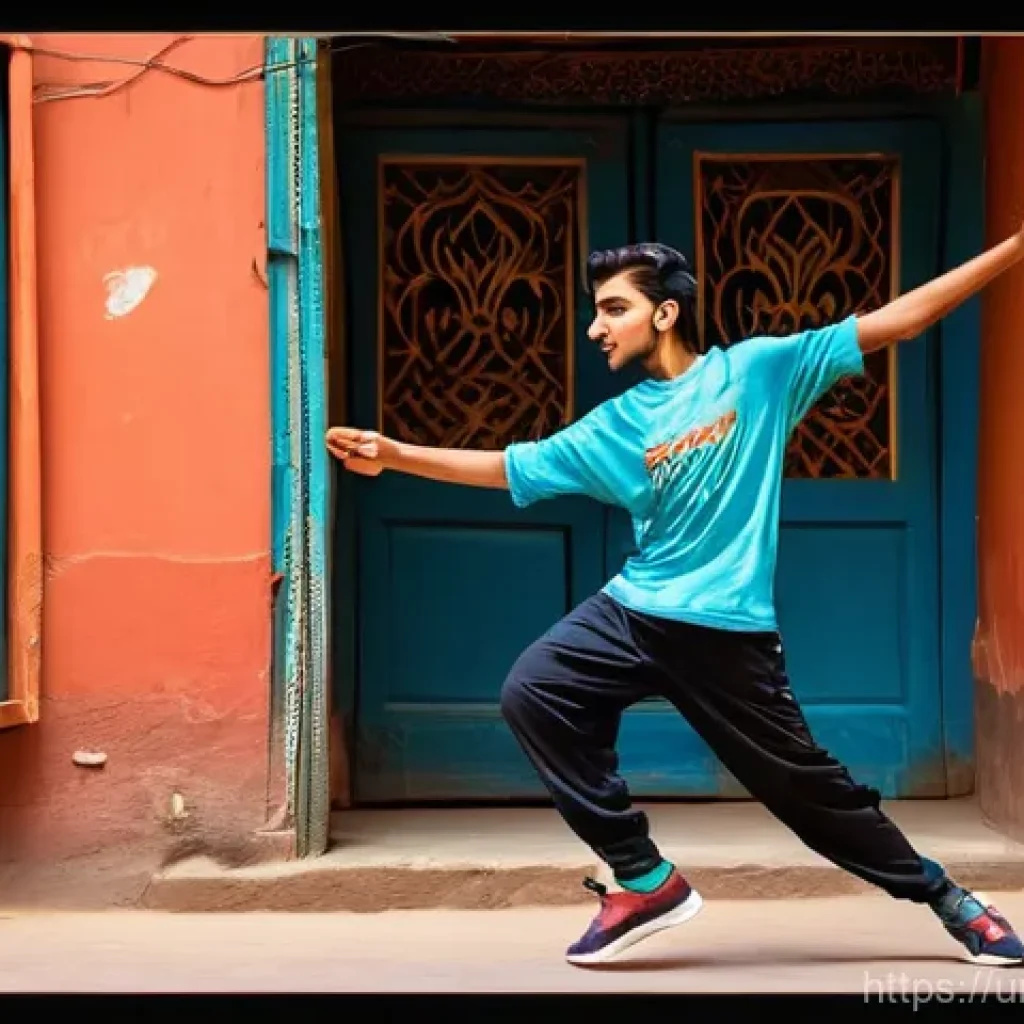 거리공연에서의 길거리 춤 - **Prompt 1: "Street Rhythm and Soulful Expression in Lahore"**
"An authentic and dynamic image o...