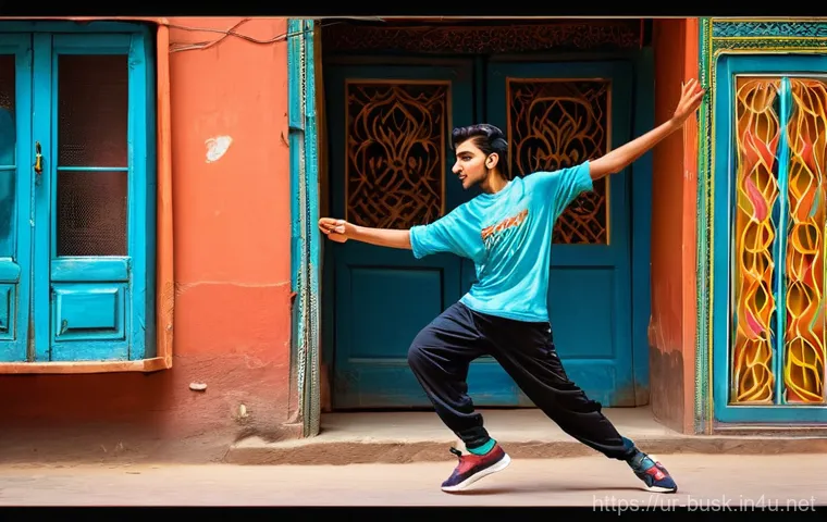 거리공연에서의 길거리 춤 - **Prompt 1: "Street Rhythm and Soulful Expression in Lahore"**
"An authentic and dynamic image o...