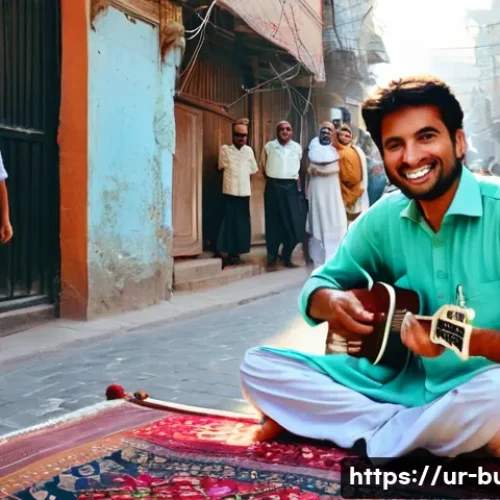 Home 30 거리공연을 위한 법적 요구 사항 - **A Responsible Street Musician in Lahore:** A male Pakistani musician, dressed in a clean, elegant ...