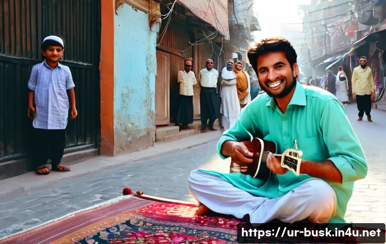 거리공연을 위한 법적 요구 사항 - **A Responsible Street Musician in Lahore:** A male Pakistani musician, dressed in a clean, elegant ...